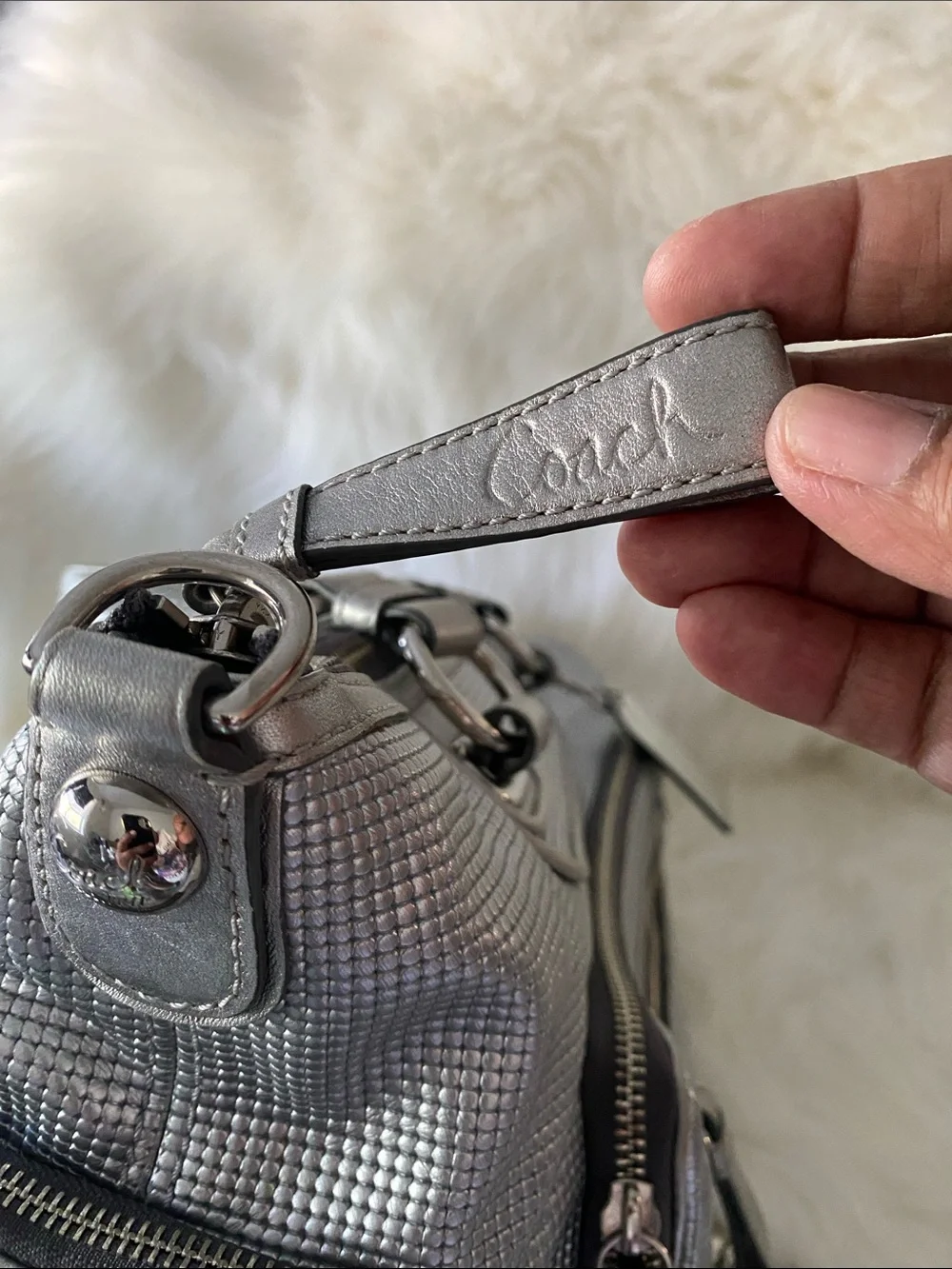 Coach Cambridge Collection Textured Metallic Alexa Large Satchel
